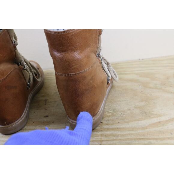 Isabel Marant Boots 40 Brown Leather Shearling Nowles Hidden Wedge Ankle Bootie - Picture 10 of 16